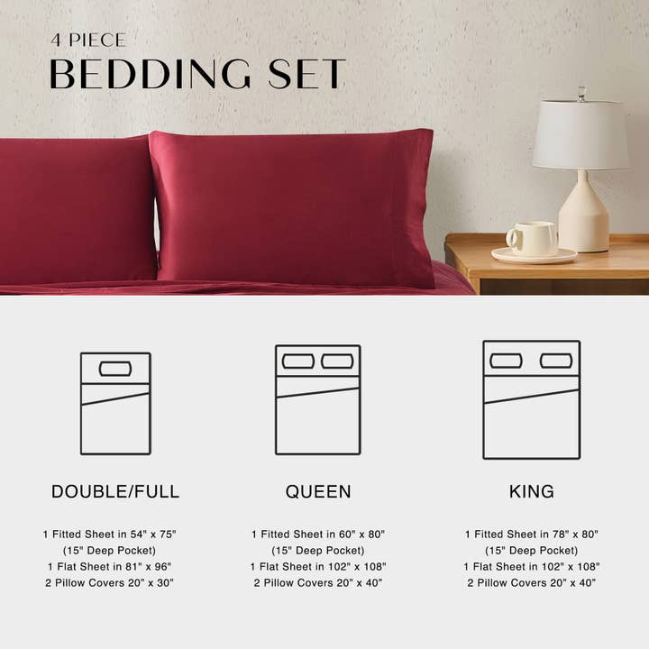 LivingTaste Home Inc - Wholesale Sheet Set - Tencel Bed Sheet 4-Piece Set8