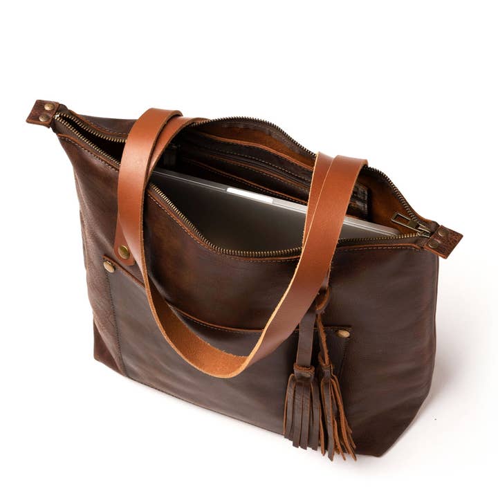 Hides - Vente Tote bag – femme - Sac en cuir avec fermeture éclair1