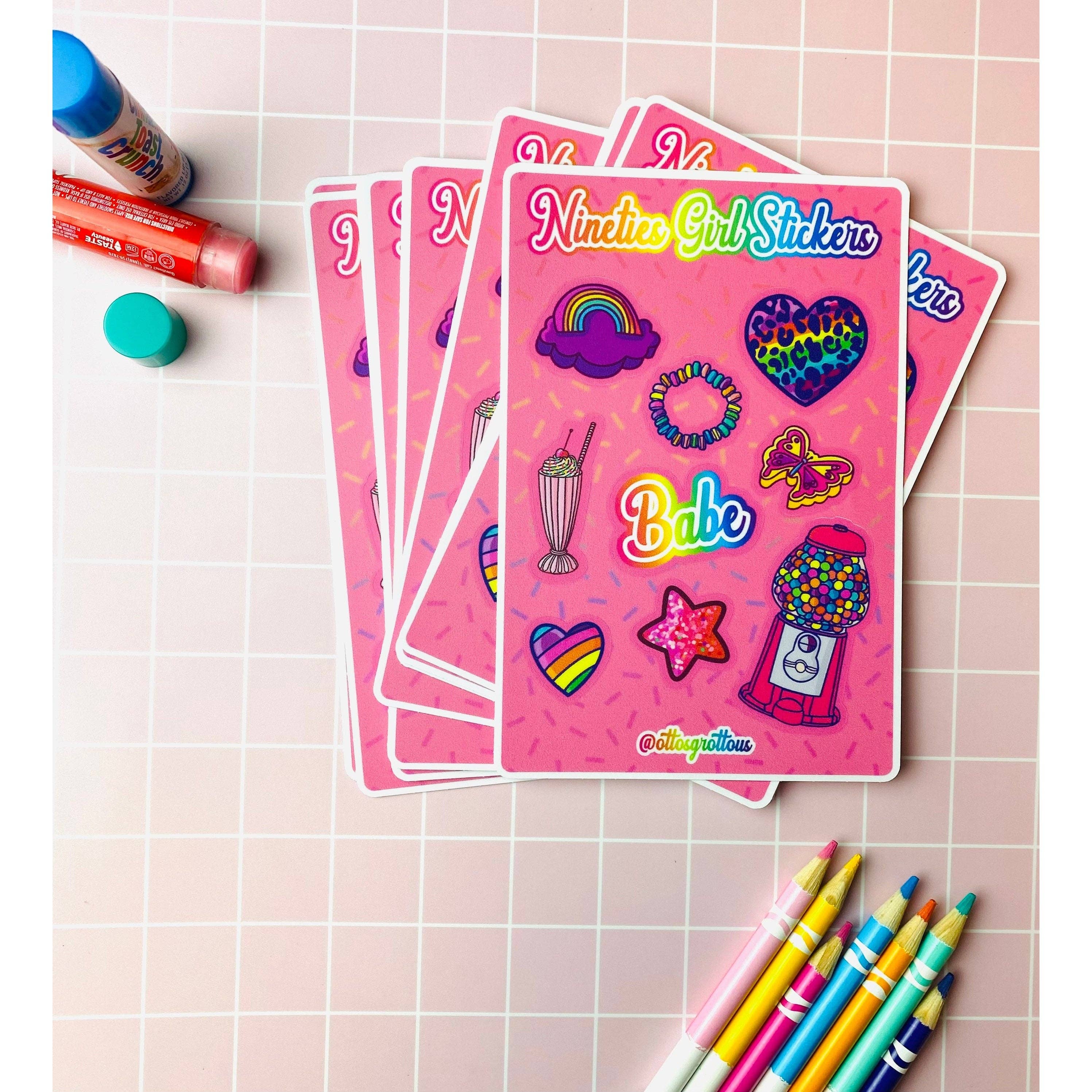 Otto's Grotto - Wholesale Sticker - 90s Retro Sticker Sheet - Nineties Girl Sticker Sheet4