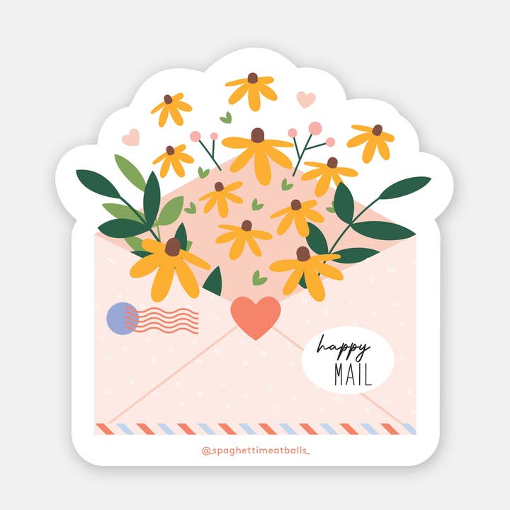Happy Mail Envelope Vinyl Sticker for wholesale by Spaghetti & Meatballs