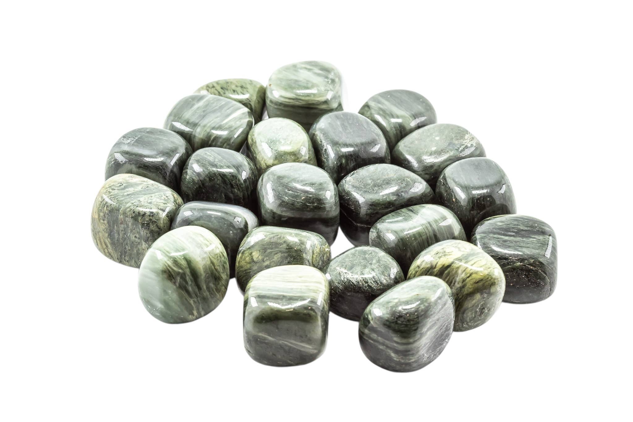 Quasar Gems USA - Venta al por mayor Piedras/cristales espirituales - Jaspe Verde Cabello Rodado 20-30mm 1KG/2lbs1
