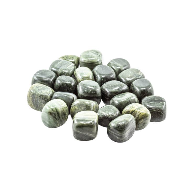 Quasar Gems USA - Venta al por mayor Piedras/cristales espirituales - Jaspe Verde Cabello Rodado 20-30mm 1KG/2lbs1