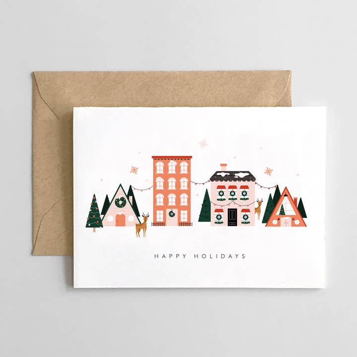 Happy Holidays - Mini Christmas Village for wholesale by Spaghetti & Meatballs