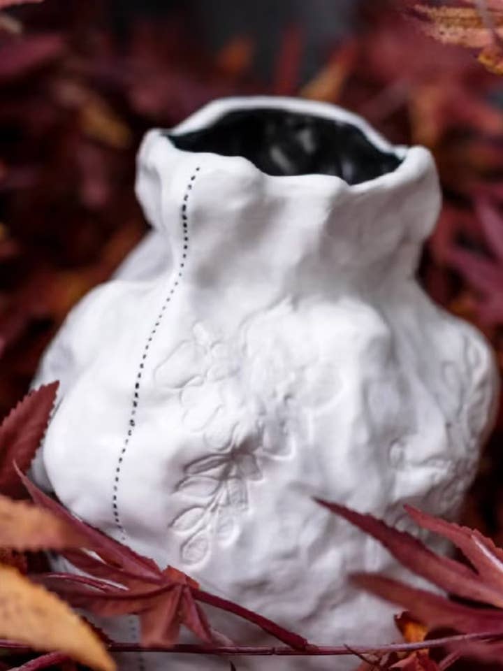 Lace Relief Ceramic Vase for wholesale by sylvarastudio