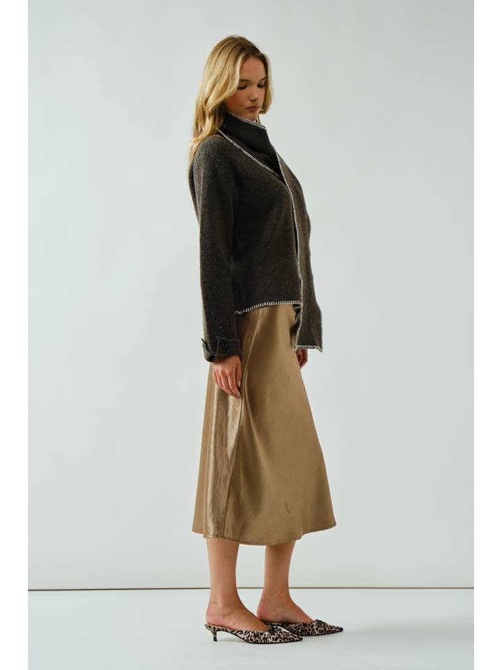 Aaron & Amber - Wholesale Skirt - Women's - AJS5484 HOLIDAY A LINE SATIN MIDI SKIRT 20