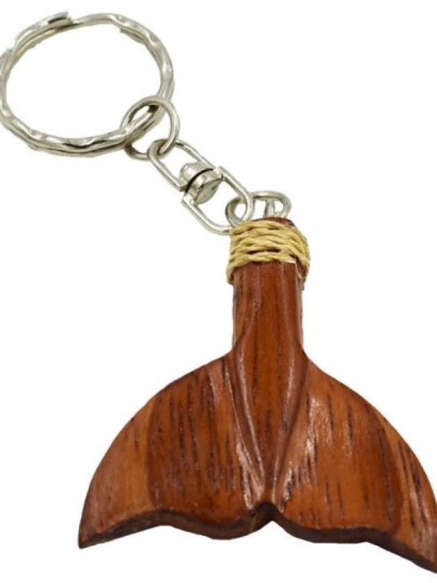 Bayong Wooden Whale Tail Key Chains for wholesale by DK Hawaii