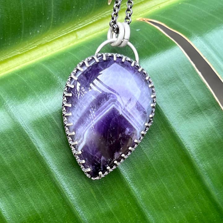Chevron Amethyst Teardrop Talisman Pendant for wholesale by Smith & Stone Co.