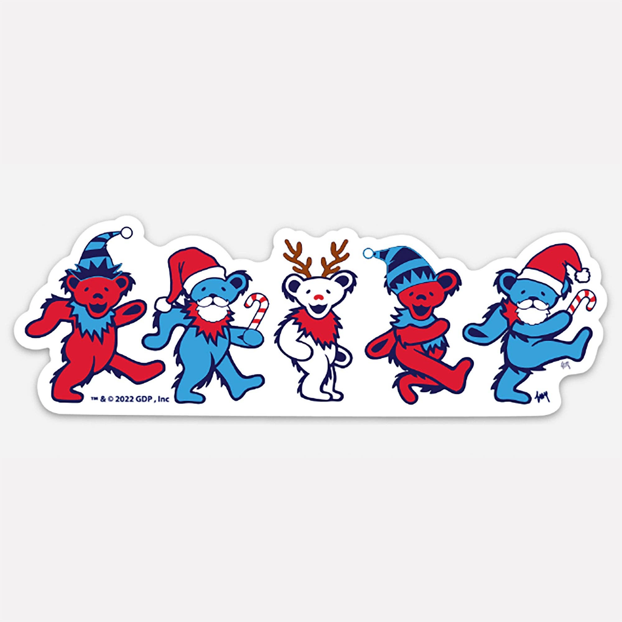 Little Hippie LLC - Wholesale Sticker - Grateful Dead Jingle Bears Sticker Red/White/Blue0