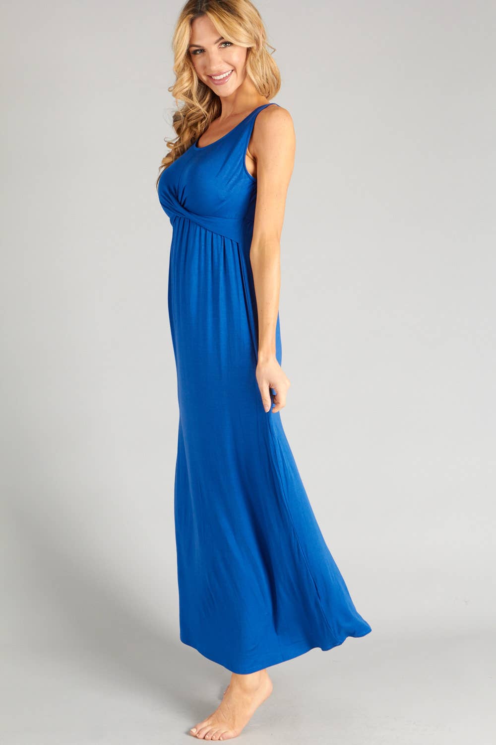 BLEU ROYAL [✨VENTE SPÉCIALE] Robe longue en spandex de rayonne unie - #T1450DV en vente sur Faire1