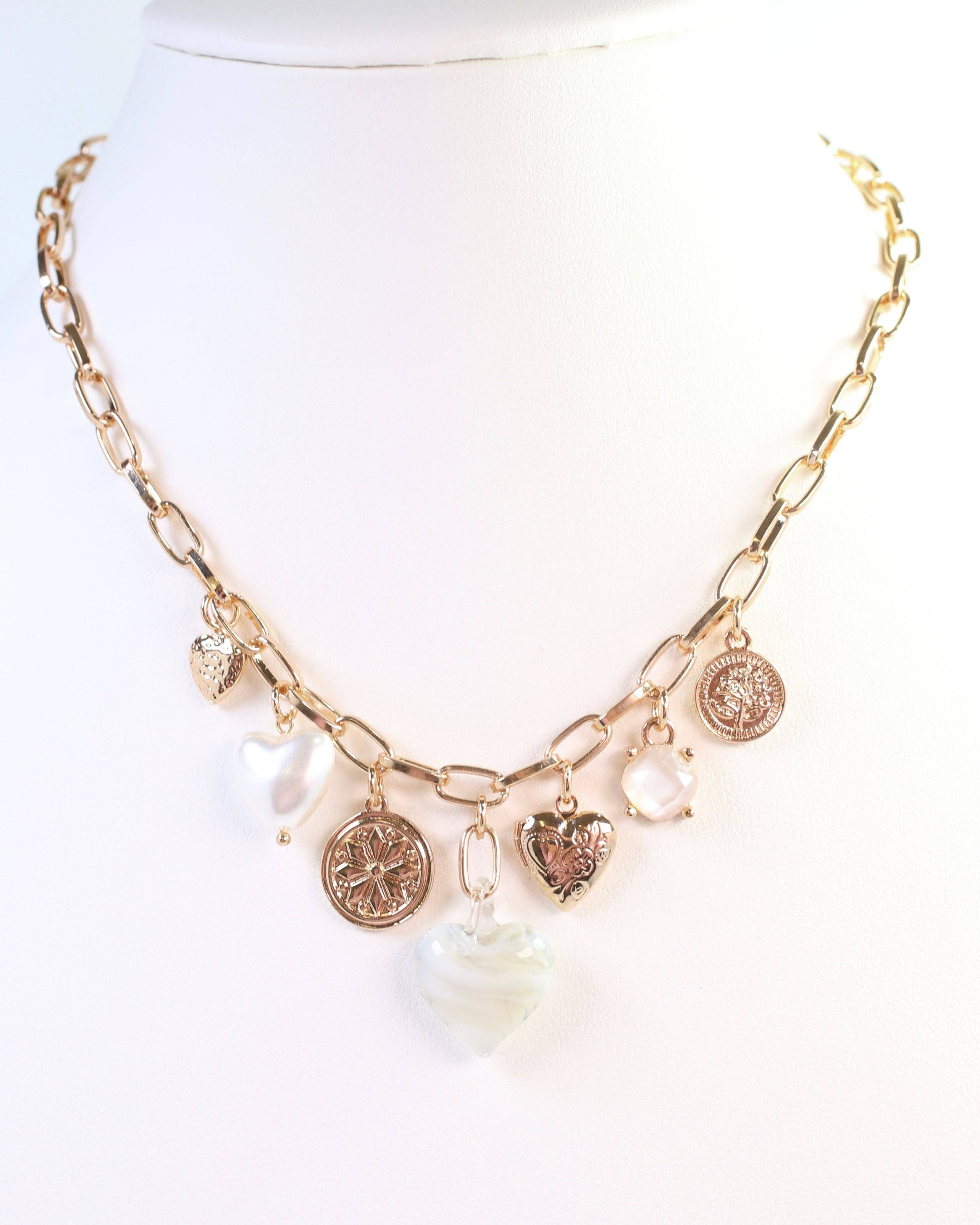 Caroline Hill - Wholesale Pendant/Charm Necklace - Linden Heart Charm Necklace Gray1