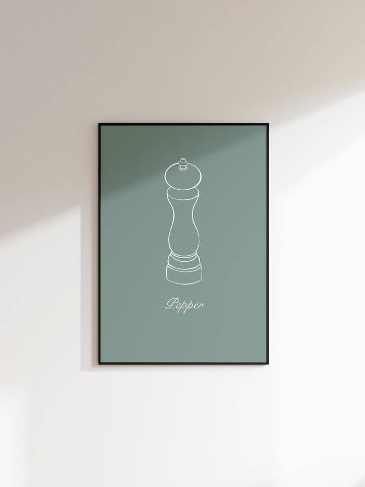 Pepper Herb Food Illustration, stampa da cucina, arte da parete per la vendita all'ingrosso da parte di AballoneStudio