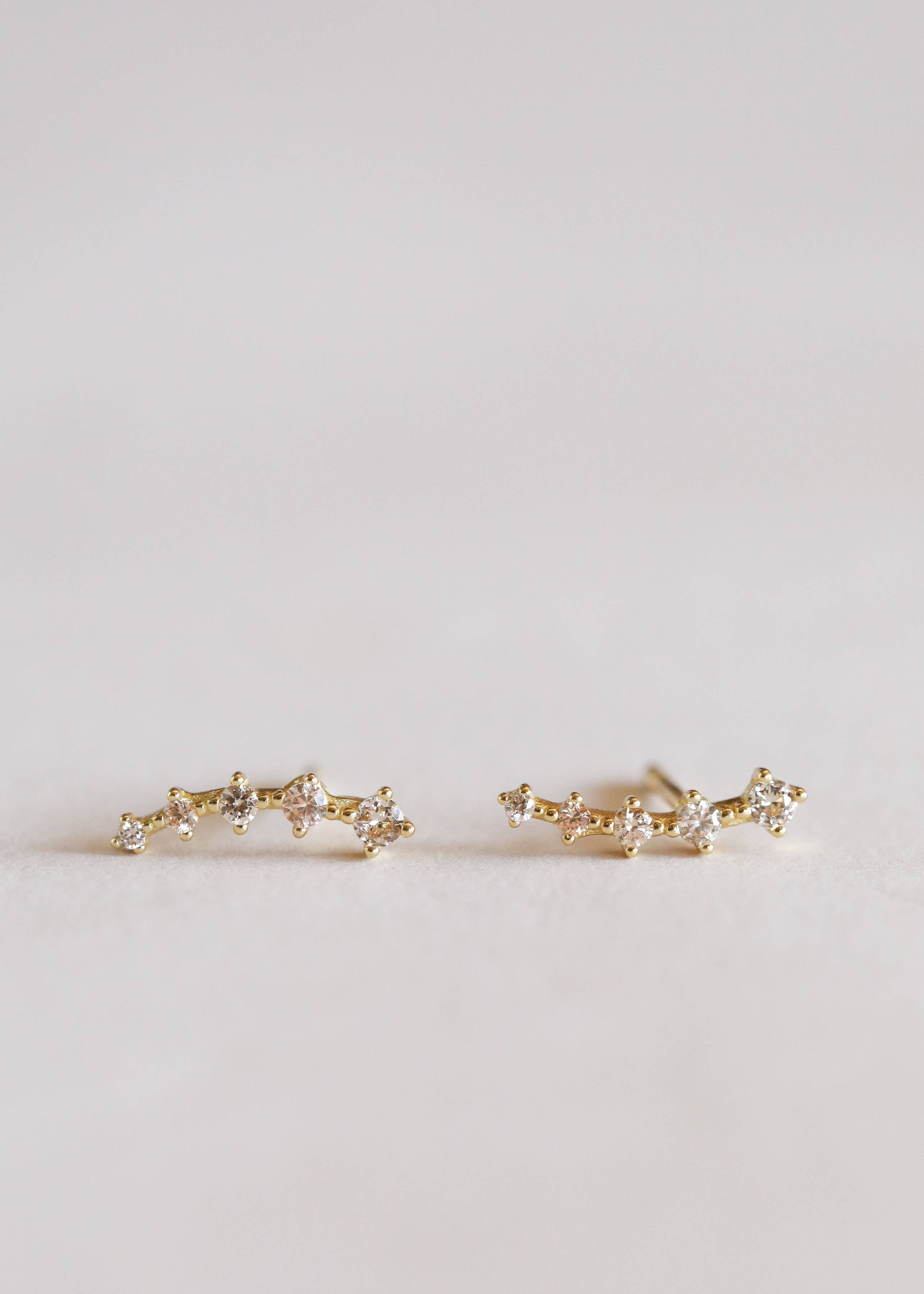 JaxKelly – wholesale Stud/post earrings – Crawler - Champagne CZ - Gold Earrings2