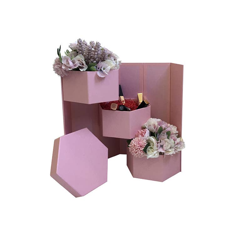 UNIKPACKAGING - Wholesale Gift Box - Hexagon 3-Tier Surprise Flower Gift Box with Lid18