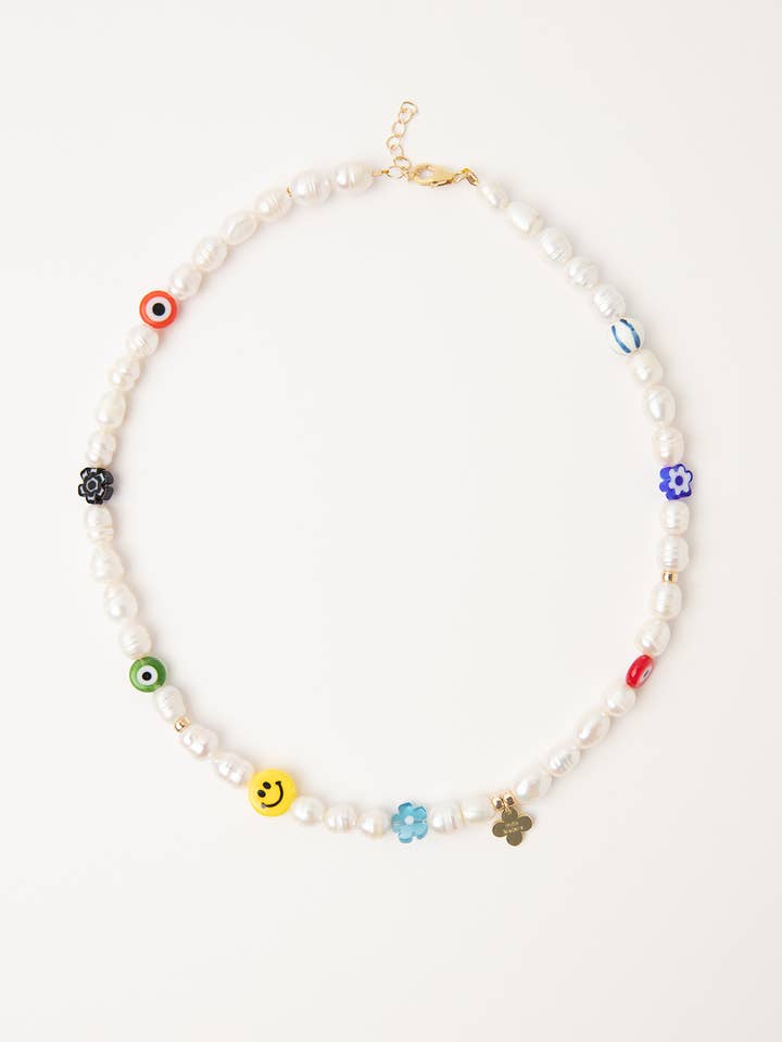 "BIG SMILEY" TRENDY PARELKETTING voor wholesale door MARATUSSO