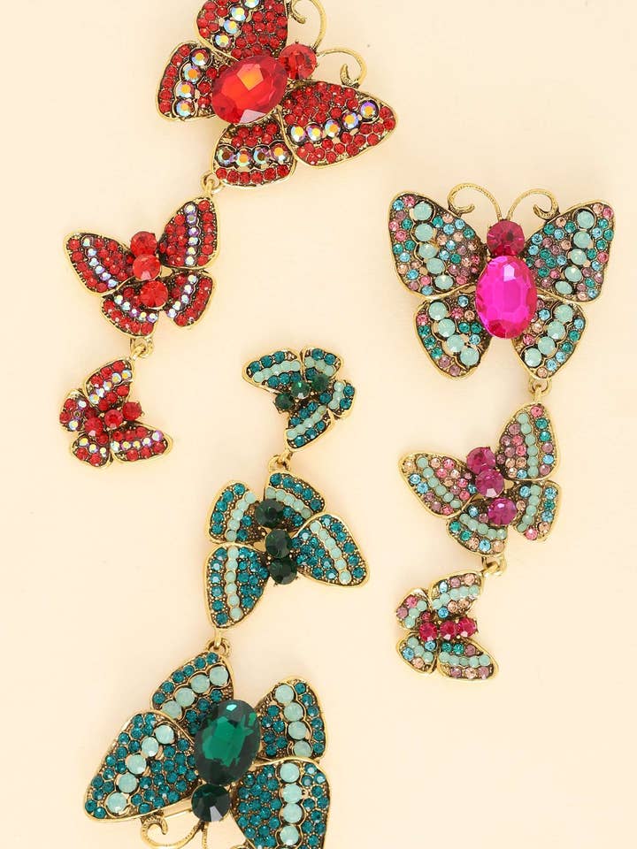 Vintage Crystal Gemstone Butterfly Brooch for wholesale by anbfashion
