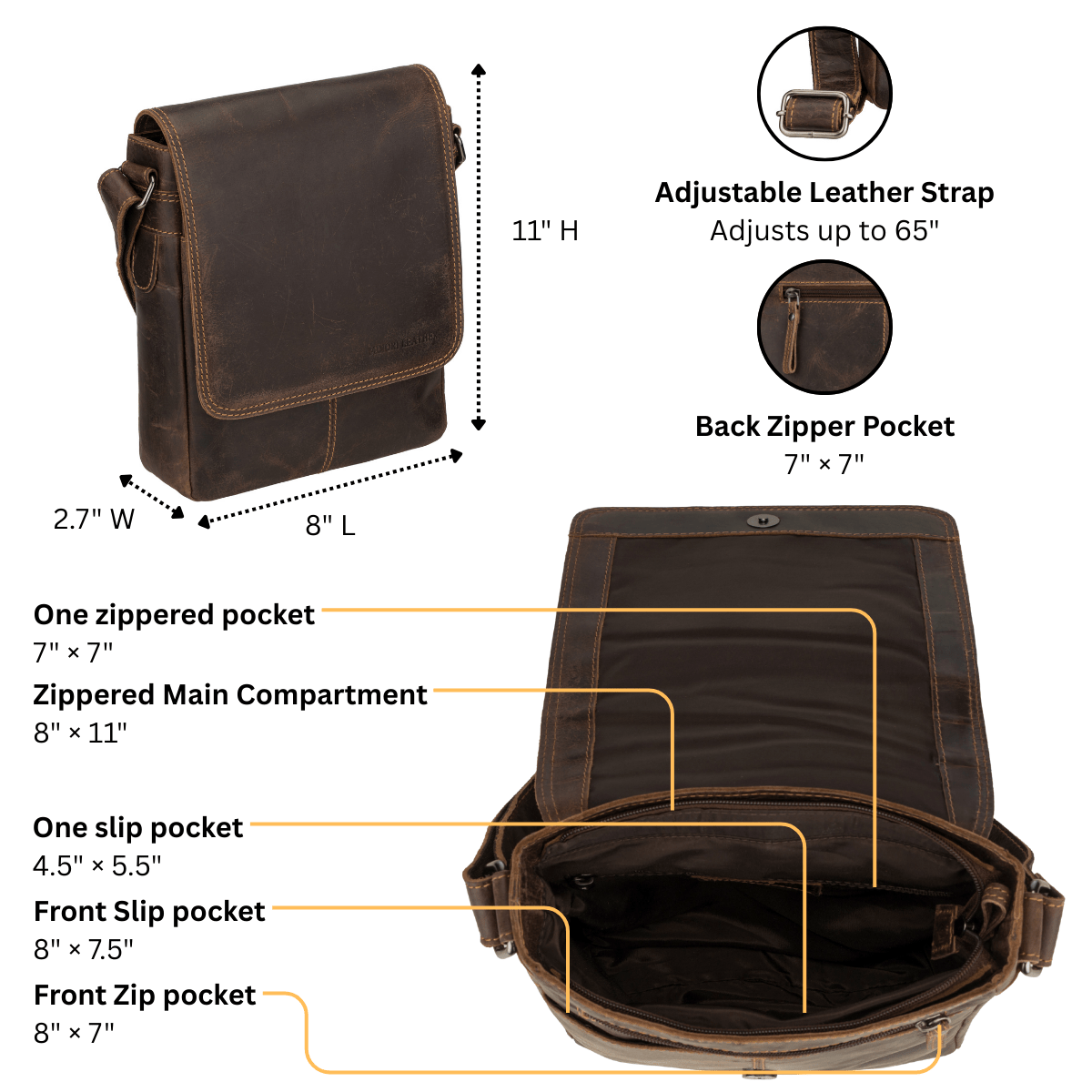 Minori Leather - Wholesale Messenger Bag - Unisex - Halifax Leather Crossbody Bag – Unisex – Brown2