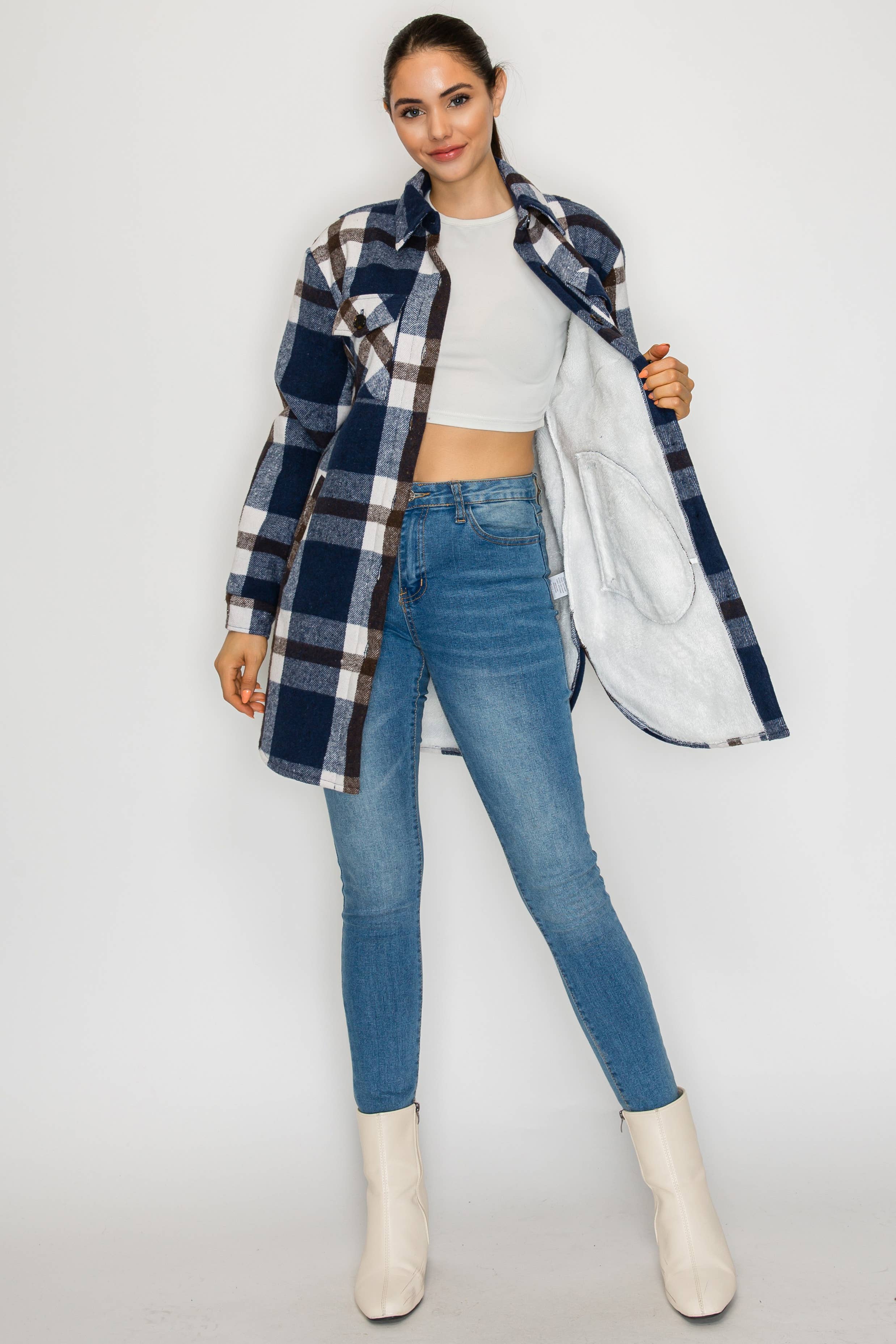 PATRONCITO USA INTERNATIONAL, INC - Wholesale Shirt Jacket/Shacket - Women's - Women Plaid Long Button Shirts Jackets (Shakets) LJ450-202521