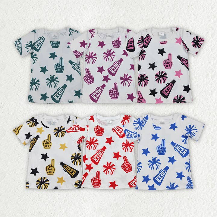 Sibling Baby Girls Cheer Team Tee Shirts Top for wholesale by Aier Wholesale