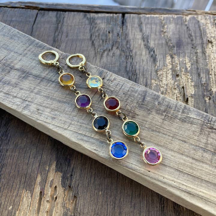 Poor Sparrow - Wholesale Huggie Earrings - Multi Color Jewel Crystal Bead Huggie Hoops Earrings4