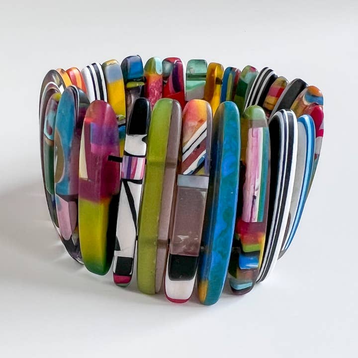 Poly-Resin Palitos verstelbare mozaïekarmband voor wholesale door Belart Fair Trade