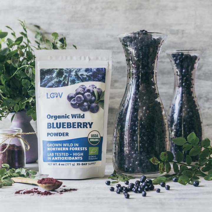 LOOV Organic Superfoods - Wholesale Protein/Superfood Powder - Freeze-Dried Organic Wild Blueberry Powder 6 oz
