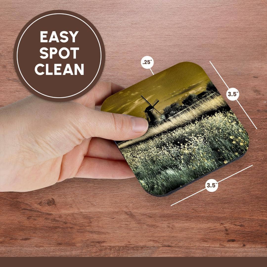 3dRose - Wholesale Coasters - 3dRose, Netherlands, Kinderdijk. Windmills at sunset in Kinderdijk, Coaster13