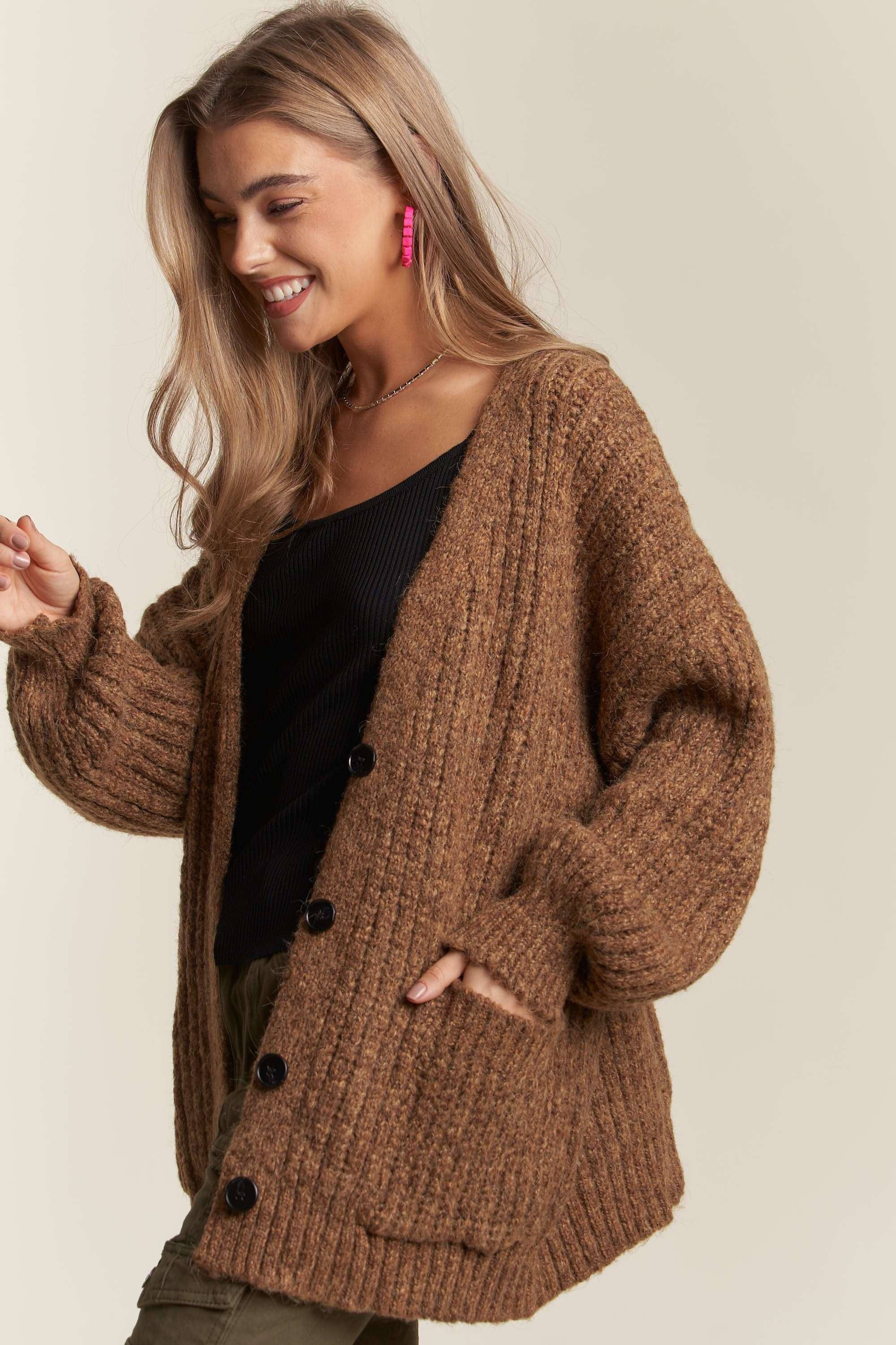 ADORA LA – wholesale Cardigan – Women’s – CESW3441A - BUTTON DOWN COZY SWEATER CARDIGAN4