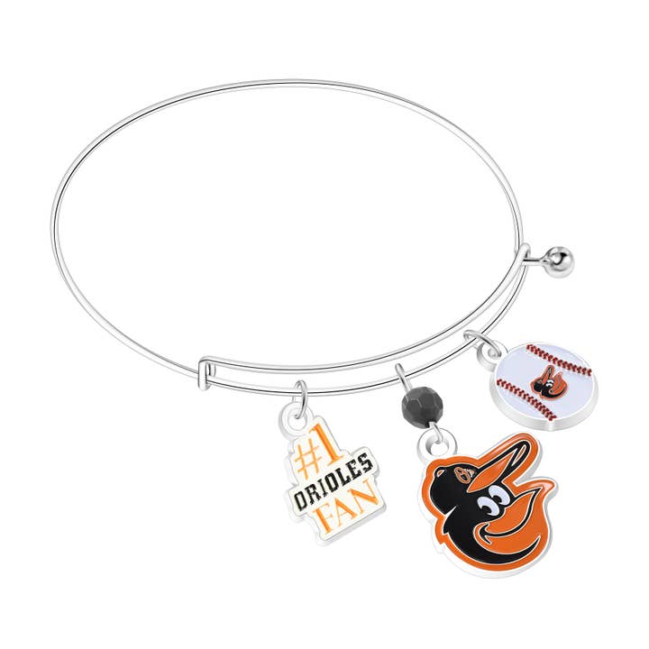 MLB Baltimore Orioles Three Charm Logo Bracelet for wholesale by Simran International