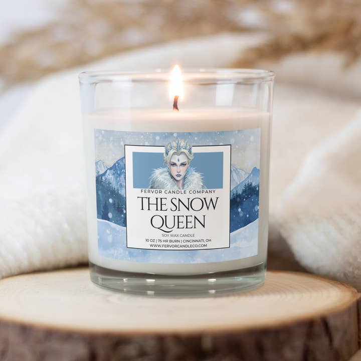 The Snow Queen Glittering Soy Wax Literary Fairytale Candle for wholesale by Fervor Candle Company