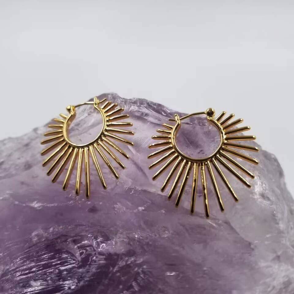 magnolia jewelry – Engroshandel Hængeøreringe og creoløreringe – 18K guld Palm Leaf Fan øreringe0