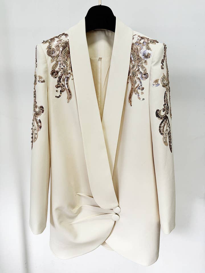 Ivory Beads Diamond Collar Dress for wholesale on Faire