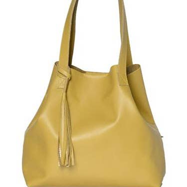 Juliette Mustard Italian Leather Shopper for wholesale by Viva Bags of California