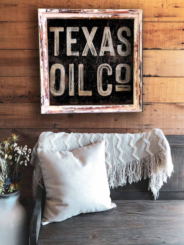 Texas Oil Company Square Framed Canvas for wholesale by TroubleMaker Trading Company