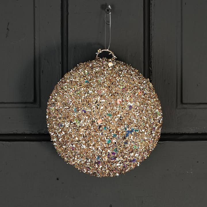 Holiday Depot Inc. - Wholesale Ornament - M32769-6in Glittered Tinsel Ball-CHAM1