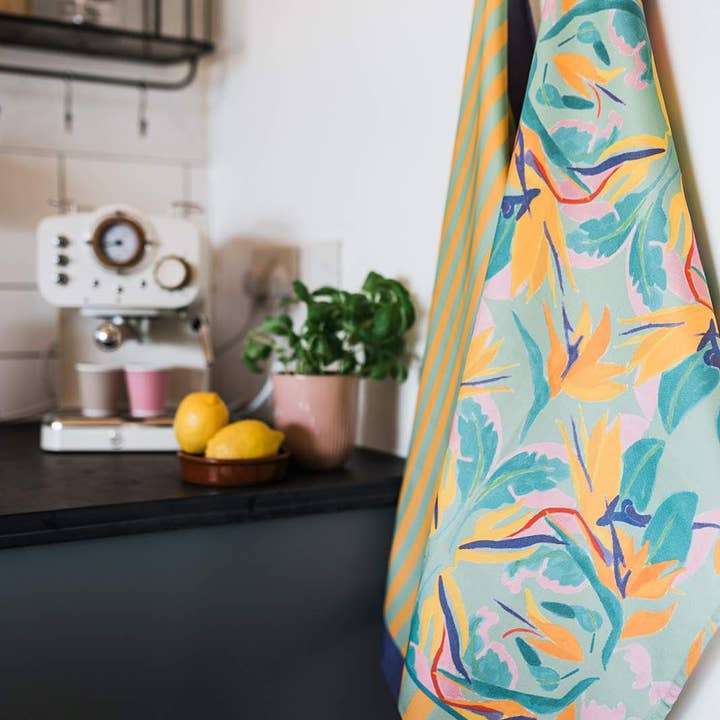 Paradise Tea towel for wholesale by Mayajoy
