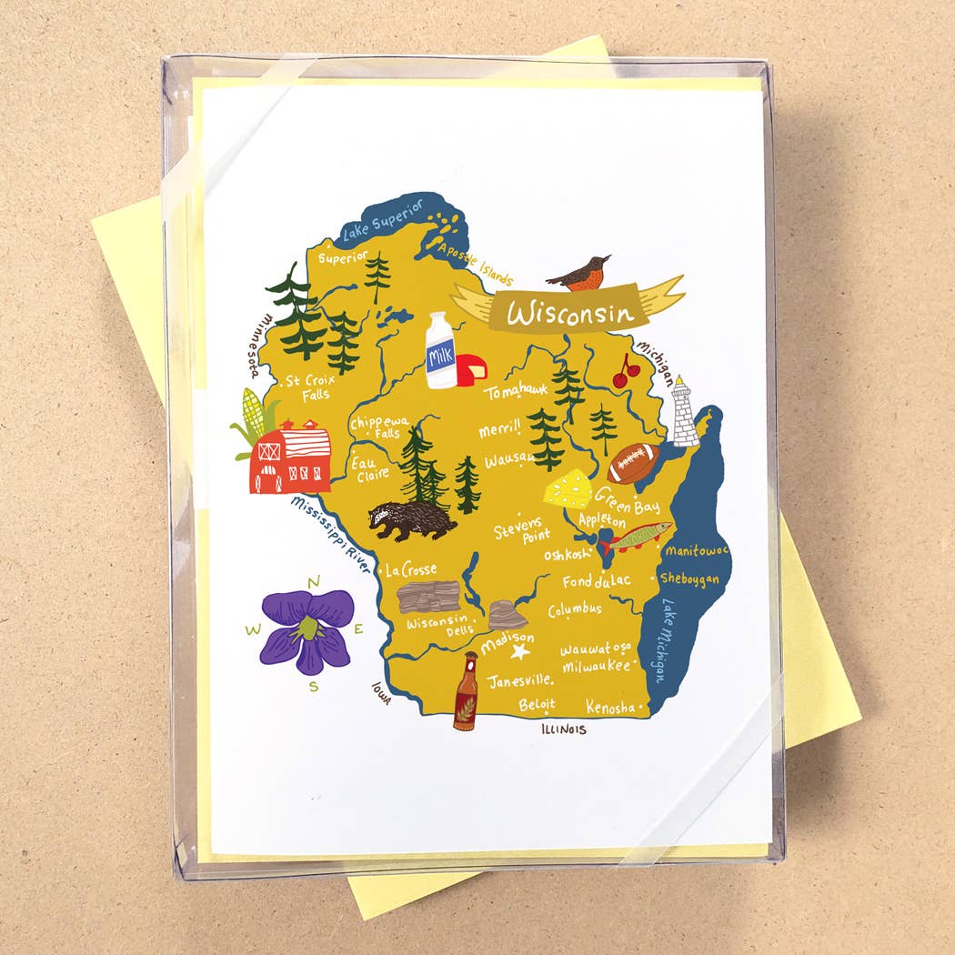 Allport Editions - Wholesale Briefpapier/indexkaartenset - Hallo USA Boxed Card-serie - ALLE 50 STATEN HIER!49