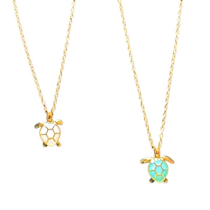 Stainless steel and epoxy turtle necklace for wholesale by Jackie Gallagher Designs - Handmade Coastal Jewelry