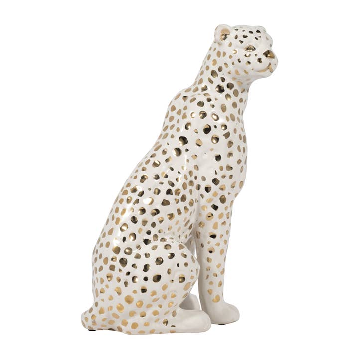 Sagebrook Home - Wholesale Decorative Figurine - Ceramic Sitting Leopard Decorative Figurine - White, 11 in.6
