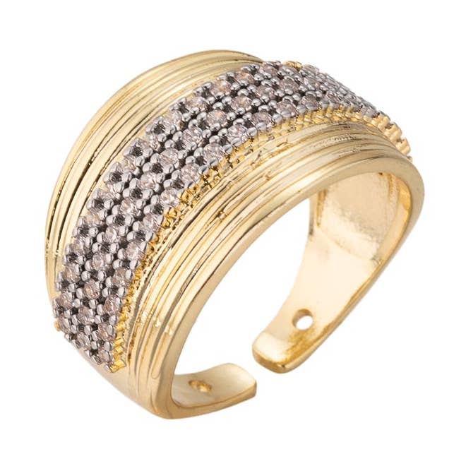 Gold Vintage Gold CZ Chunky Adjustable ✦ RI-0308 for wholesale by Simply Jewels