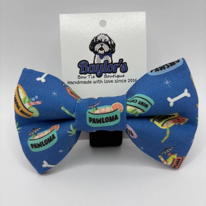 Tropical drink dog bowls dog Bow Tie, summer dog bow tie for wholesale by Baylor's Bow Ties
