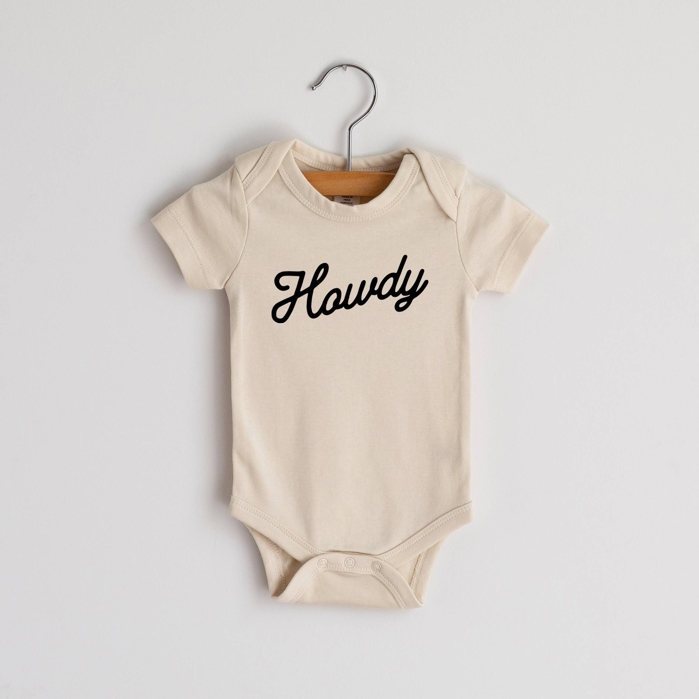 Gladfolk - Wholesale Bodysuit (Non-Footed) - Baby - Cream Howdy Modern Organic Baby Bodysuit