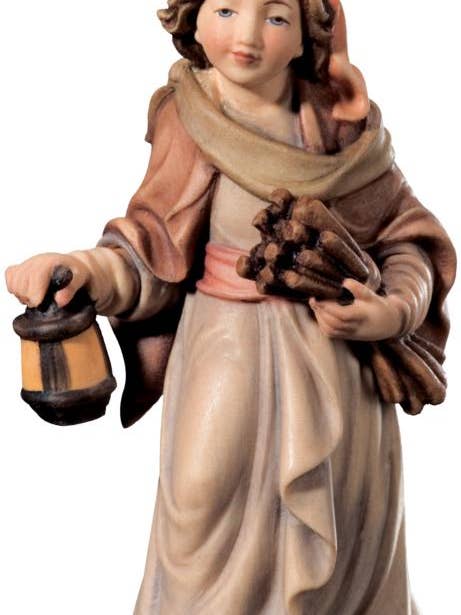 Wooden Nativity Shepherd Statue with Lantern, Val Gardena Craftsmanship for wholesale by Dolfi