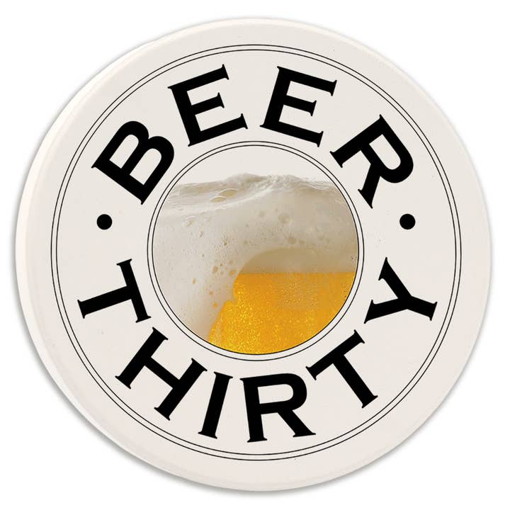 Car Coaster Beer Thirty for wholesale by Tipsy Coasters & Gifts