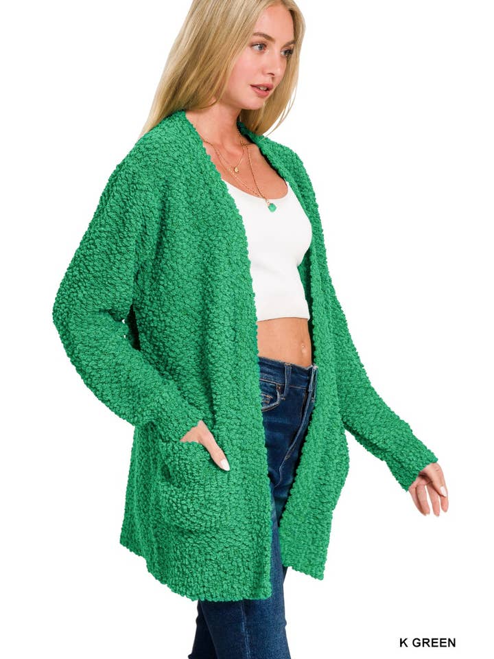 LANGÆRMET POPCORN CARDIGAN MED LOMMER for engroshandel hos ITSSY