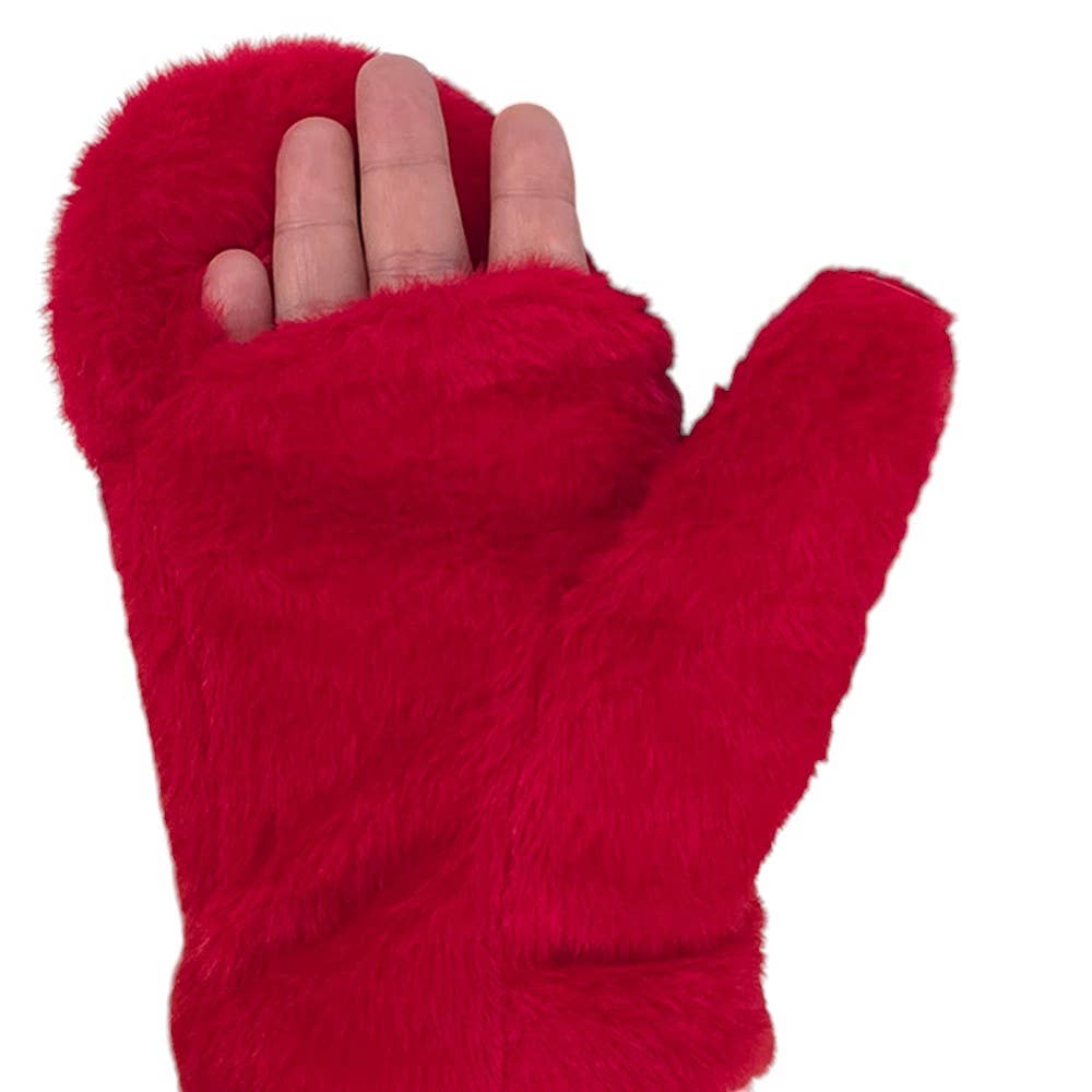 Sensibling Corp. - Vente Moufles – femme - Moufles ouvertes en fausse fourrure solide16