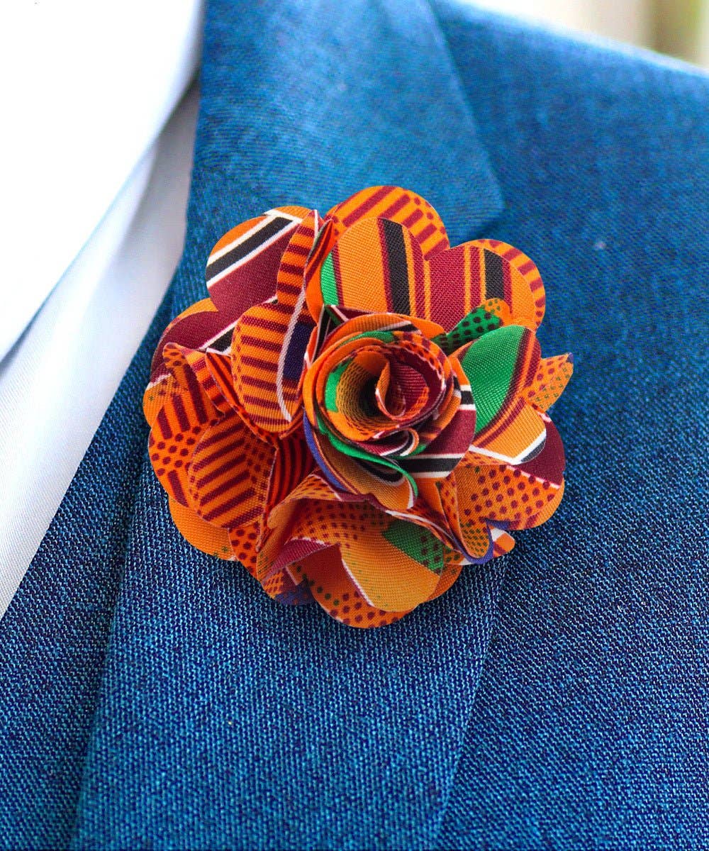 Dubal Brothers - Wholesale Lapel Pin/Button - Vittorio Vico Kente Flower Lapel Pin1