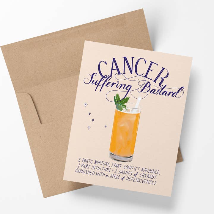 MizSant Studio - Wholesale Birthday Card - Cancer - The Cocktail Zodiac Astrology Birthday Card1