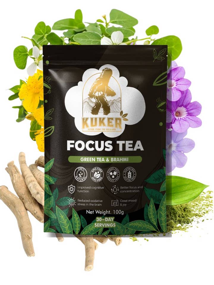 KUKER® Focus Tea Loose Leaf 100g | Brain Boost Herbal Tea for Mental Clarity & Concentration for wholesale by KUKER LTD