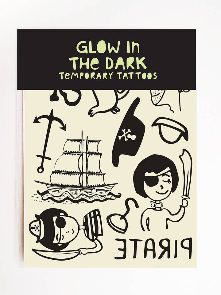 Pirates | Glow In The Dark Temporary Tattoos for wholesale by Missy Minzy