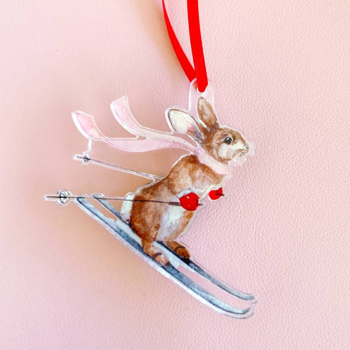 Ski Bunny Ornament for wholesale by Cami Monet